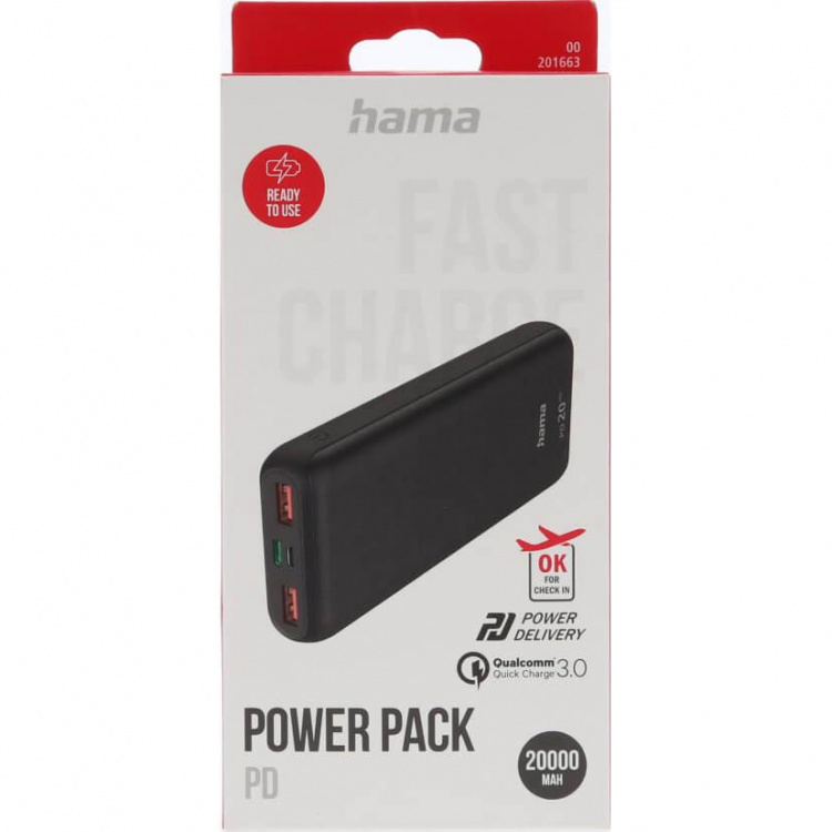 Hama Powerbank PD 20000mAh Antrasitt