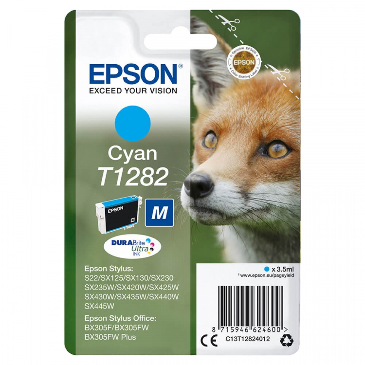 Epson Blekk C13T12824012 T1282 Cyan Fox Epson Blekk C13T12824012 T1282 Cyan Fox