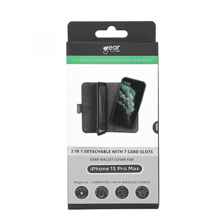 Gear Mobiltelefondeksel 2-i-1 7 kortrom MagSeries Svart - iPhone 15 Pro Max