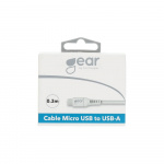Gear Rund ladekabel MicroUSB til USB-A 0,3m Hvit