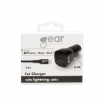 Gear Lader 12-24V 1xUSB-A 2,4A Svart Lightning Kabel 1m MFI C89 Gear Lader 12-24V 1xUSB-A 2,4A Svart Lightning Kabel 1m MFI C89