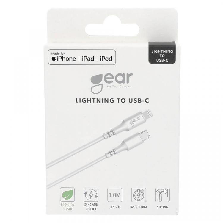 Gear Ladekabel USB-C til Lightning 1m Hvit MFI C94