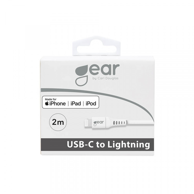 Gear Ladekabel USB-C til Lightning 2m Hvit MFI C94