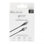 Gear Ladekabel PRO USB-A til Lightning C89 1.5m Svart Kevlarkabel med Metallkoblinger