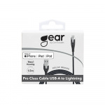 Gear Ladekabel PRO USB-A til Lightning C89 1.5m Svart Kevlarkabel med Metallkoblinger