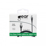 Gear Ladekabel PRO USB-A til USB-C 2.0 1.5m Svart Kevlarkabel med Metallkoblinger
