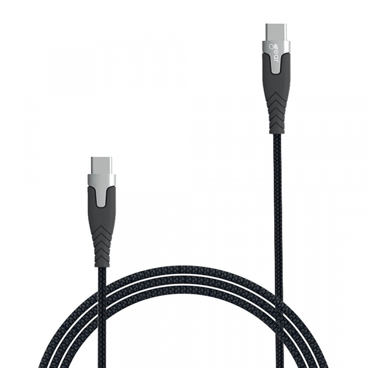 Gear Ladekabel PRO USB-C til USB-C 2.0 1.5m Svart Kevlarkabel med Metallkoblinger Gear Ladekabel PRO USB-C til USB-C 2.0 1.5m Svart Kevlarkabel med Metallkoblinger