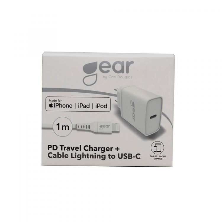 Gear Lader 220V 1xUSB-C PD 20W Kabel Lightning til USB-C MFI C94 Gear Lader 220V 1xUSB-C PD 20W Kabel Lightning til USB-C MFI C94