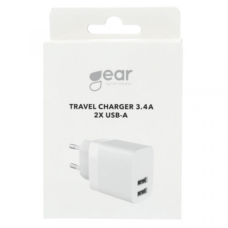 Gear Lader 220V 2xUSB-A 3,4A Hvit