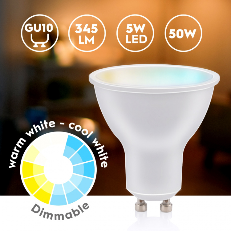 Alpina WiFi Smart GU10 LED varm/kald hvit 4,9 W 470 lm Alpina WiFi Smart GU10 LED varm/kald hvit 4,9 W 470 lm