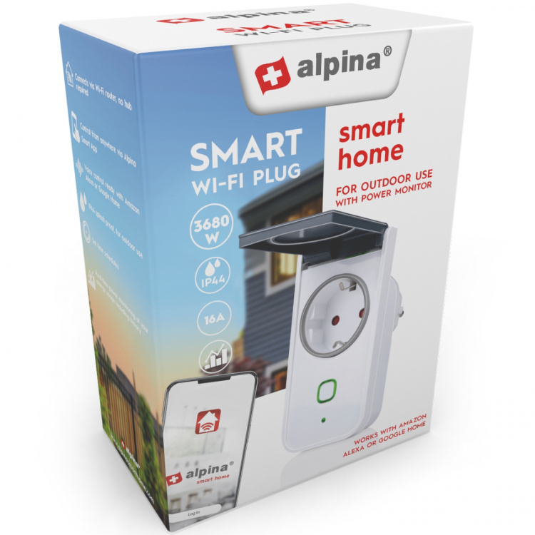 Alpina WiFi Outdoor Smart Plug 3680W + energimåling