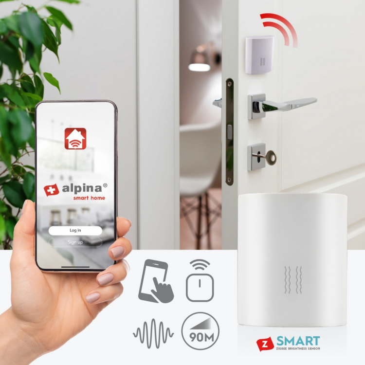 Alpina Zigbee smart vibrasjonssensor 3,4 x 4,1 cm Alpina Zigbee smart vibrasjonssensor 3,4 x 4,1 cm
