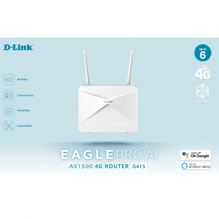 D-Link Eagle Pro AI AX1500 Wifi 6 4G Smart Router D-Link Eagle Pro AI AX1500 Wifi 6 4G Smart Router