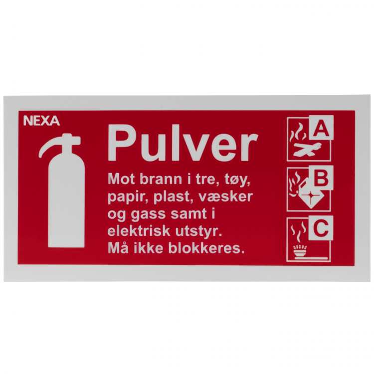 Nexa BSP-1020 Skilt for pulverslukkere Nexa BSP-1020 Skilt for pulverslukkere