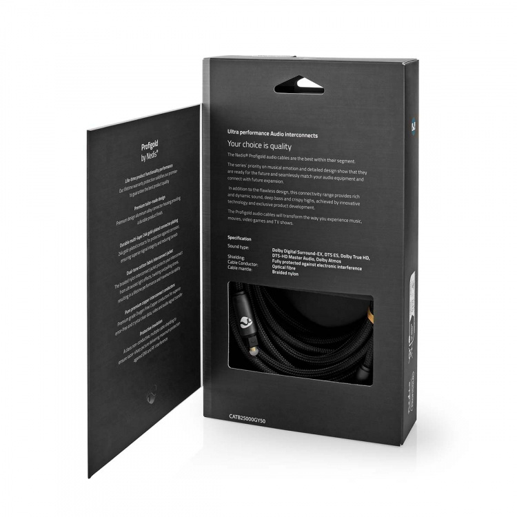 Nedis Optisk lydkabel | TosLink Han | TosLink Han | 5.00 m | Rund | Flettet | Gun Metal Grå | Deksel Vindusboks Nedis Optisk lydkabel | TosLink Han | TosLink Han | 5.00 m | Rund | Flettet | Gun Metal Grå | Deksel Vindusboks
