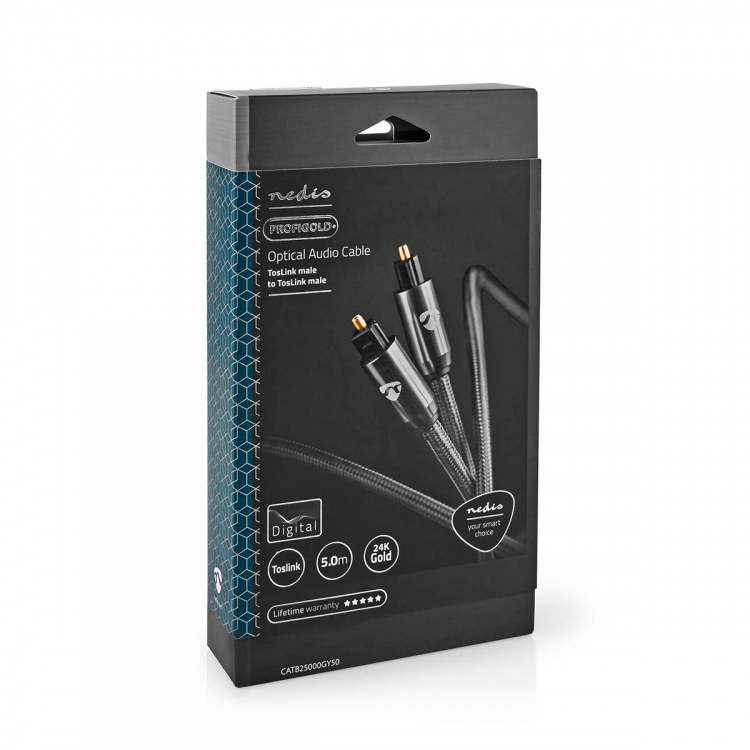 Nedis Optisk lydkabel | TosLink Han | TosLink Han | 5.00 m | Rund | Flettet | Gun Metal Grå | Deksel Vindusboks Nedis Optisk lydkabel | TosLink Han | TosLink Han | 5.00 m | Rund | Flettet | Gun Metal Grå | Deksel Vindusboks