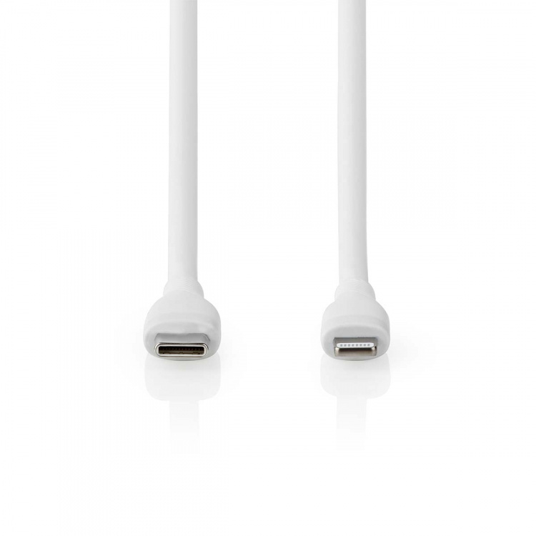 Nedis Lightning Kabel | USB 2.0 | Apple Lightning 8-Pinners | USB-C™ Hann | 480 Mbps | Nikkel belagt | 1.50 m | Rund | Silikon | Hvit | Boks