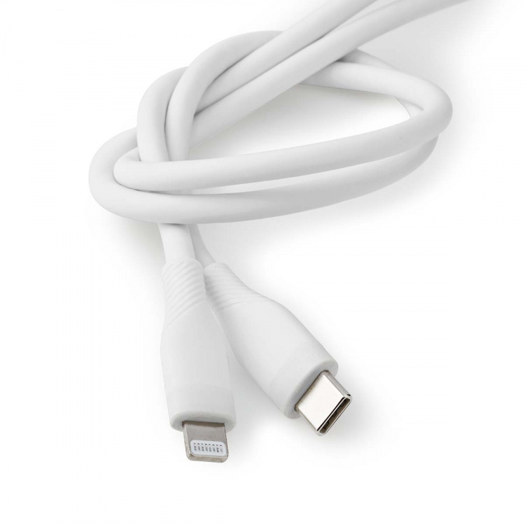 Nedis Lightning Kabel | USB 2.0 | Apple Lightning 8-Pinners | USB-C™ Hann | 480 Mbps | Nikkel belagt | 1.50 m | Rund | Silikon | Hvit | Boks