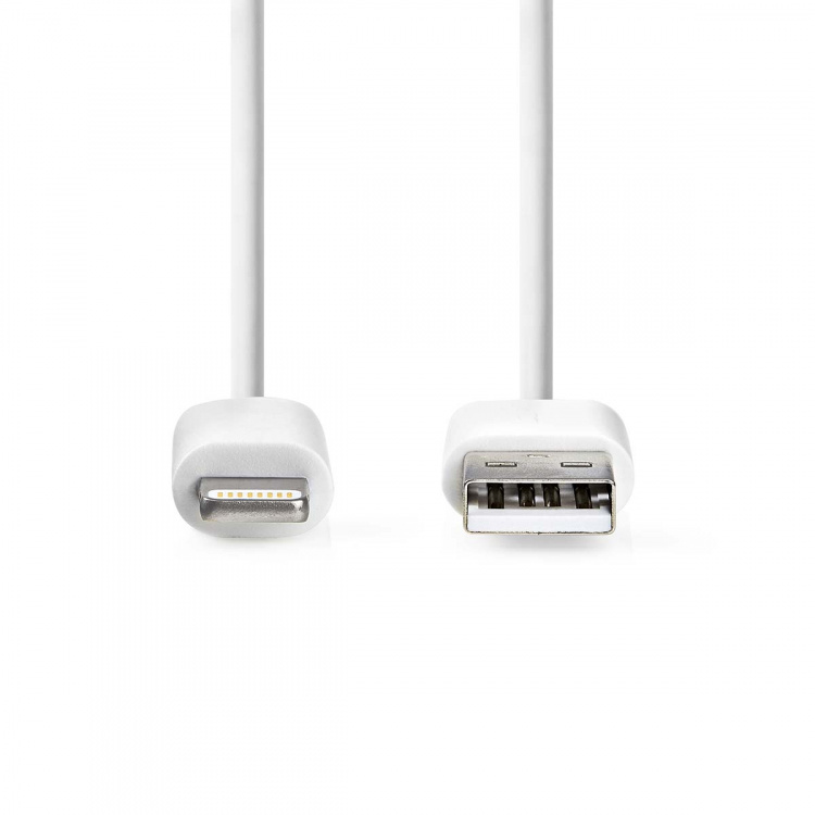 Nedis Lightning Kabel | USB 2.0 | Apple Lightning 8-Pinners | USB-A Han | 480 Mbps | Nikkel belagt | 1.00 m | Rund | PVC | Hvit | Label Nedis Lightning Kabel | USB 2.0 | Apple Lightning 8-Pinners | USB-A Han | 480 Mbps | Nikkel belagt | 1.00 m | Rund | PVC | Hvit | Label