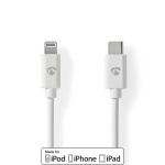 Nedis Lightning Kabel | USB 2.0 | Apple Lightning 8-Pinners | USB-C™ Hann | 480 Mbps | Nikkel belagt | 1.00 m | Rund | PVC | Hvit | Label Nedis Lightning Kabel | USB 2.0 | Apple Lightning 8-Pinners | USB-C™ Hann | 480 Mbps | Nikkel belagt | 1.00 m | Rund | PVC | Hvit | Label