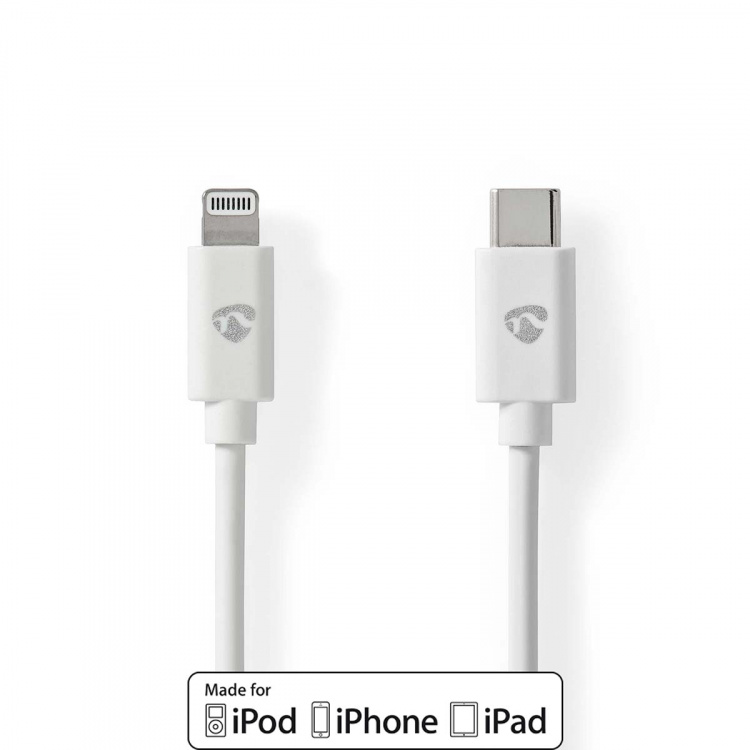 Nedis Lightning Kabel | USB 2.0 | Apple Lightning 8-Pinners | USB-C™ Hann | 480 Mbps | Nikkel belagt | 1.00 m | Rund | PVC | Hvit | Label Nedis Lightning Kabel | USB 2.0 | Apple Lightning 8-Pinners | USB-C™ Hann | 480 Mbps | Nikkel belagt | 1.00 m | Rund | PVC | Hvit | Label