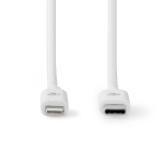Nedis Lightning Kabel | USB 2.0 | Apple Lightning 8-Pinners | USB-C™ Hann | 480 Mbps | Nikkel belagt | 2.00 m | Rund | PVC | Hvit | Label