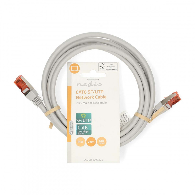Nedis CAT6 Nettverkskabel | RJ45 Han | RJ45 Han | SF/UTP | 2.00 m | Rund | PVC | Grå | Label