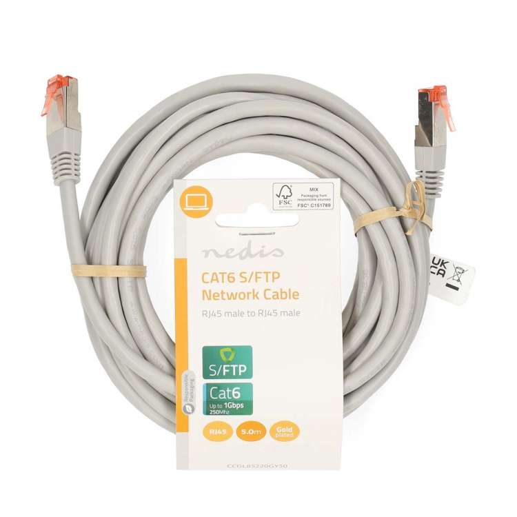 Nedis CAT6 Nettverkskabel | RJ45 Han | RJ45 Han | SF/UTP | 5.00 m | Rund | PVC | Grå | Label