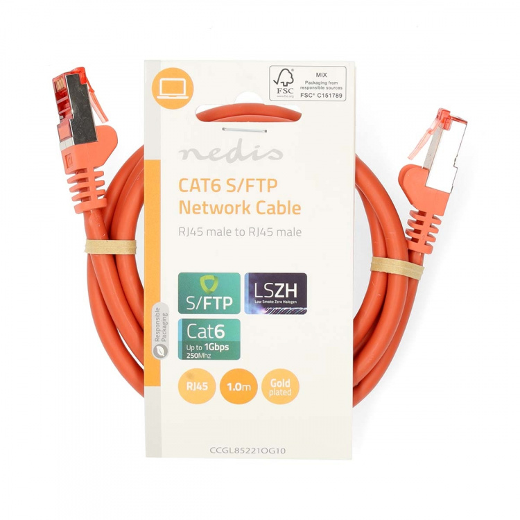 Nedis CAT6 Nettverkskabel | RJ45 Han | RJ45 Han | S/FTP | 1.00 m | Rund | LSZH | Oransje | Label