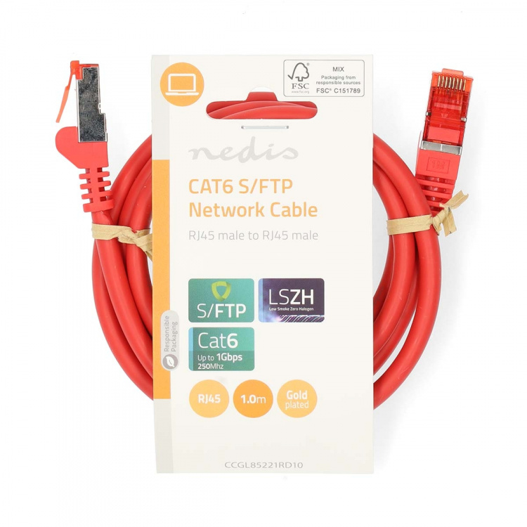 Nedis CAT6 Nettverkskabel | RJ45 Han | RJ45 Han | S/FTP | 1.00 m | Rund | LSZH | Rød | Label