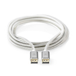 Nedis Displayport-kabel | DisplayPort Han | DisplayPort Han | 8K@60Hz | Gull belagt | 2.00 m | Rund | Flettet | Sølv | Deksel Vindusboks