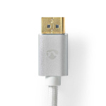 Nedis Displayport-kabel | DisplayPort Han | DisplayPort Han | 8K@60Hz | Gull belagt | 2.00 m | Rund | Flettet | Sølv | Deksel Vindusboks