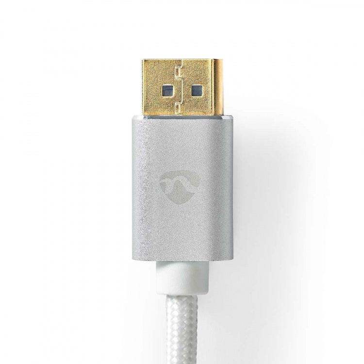 Nedis Displayport-kabel | DisplayPort Han | DisplayPort Han | 8K@60Hz | Gull belagt | 2.00 m | Rund | Flettet | Sølv | Deksel Vindusboks