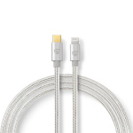 Nedis Lightning Kabel | USB 2.0 | USB-C™ Hann | Apple Lightning 8-Pinners | 480 Mbps | Gull belagt | 2.00 m | Rund | Flettet / Nylon | Aluminium | Deksel Vindusboks
