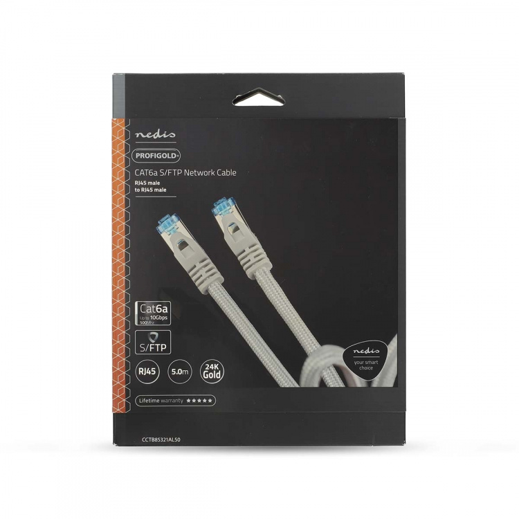 Nedis CAT6a nettverkskabel | S/FTP | RJ45 Han | RJ45 Han | 10.0 m | Snagless | Rund | Flettet / PVC | Sølv | Deksel Vindusboks