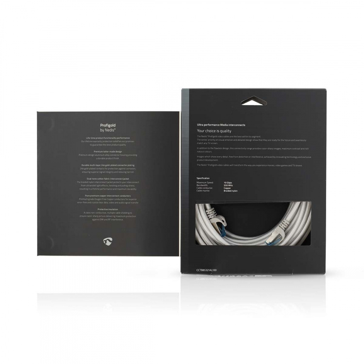 Nedis CAT6a nettverkskabel | S/FTP | RJ45 Han | RJ45 Han | 10.0 m | Snagless | Rund | Flettet / PVC | Sølv | Deksel Vindusboks