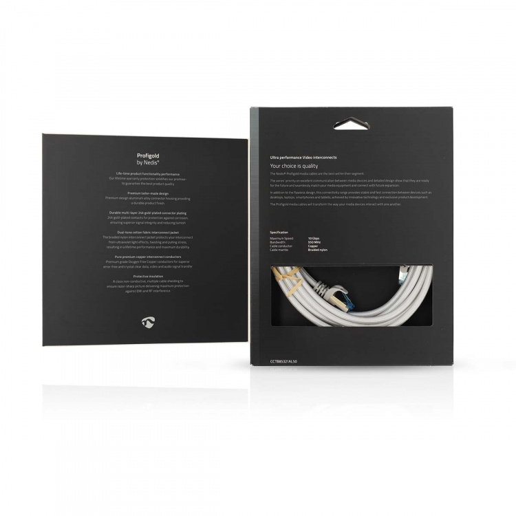 Nedis CAT6a nettverkskabel | S/FTP | RJ45 Han | RJ45 Han | 5.00 m | Snagless | Rund | Flettet / PVC | Sølv | Deksel Vindusboks