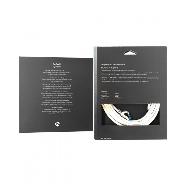 Nedis CAT6a nettverkskabel | S/FTP | RJ45 Han | RJ45 Han | 5.00 m | Snagless | Rund | Flettet / PVC | Sølv | Deksel Vindusboks