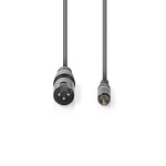 Nedis Ubalansert lydkabel | XLR 3-Pin Han | RCA Han | Nikkel belagt | 3.00 m | Rund | PVC | Mørk Grå | Pappetui