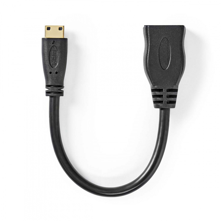 Nedis High Speed ​​HDMI ™ kabel med Ethernet | HDMI ™ minikontakt | HDMI™ Output | 4K@30Hz | 10.2 Gbps | 0.20 m | Rund | PVC | Sort | Boks