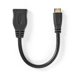 Nedis High Speed ​​HDMI ™ kabel med Ethernet | HDMI ™ minikontakt | HDMI™ Output | 4K@30Hz | 10.2 Gbps | 0.20 m | Rund | PVC | Sort | Boks