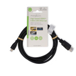 Nedis High Speed ​​HDMI ™ kabel med Ethernet | HDMI ™ -kontakt | HDMI ™ mikrokontakt | 4K@30Hz | 10.2 Gbps | 1.50 m | Rund | PVC | Sort | Label