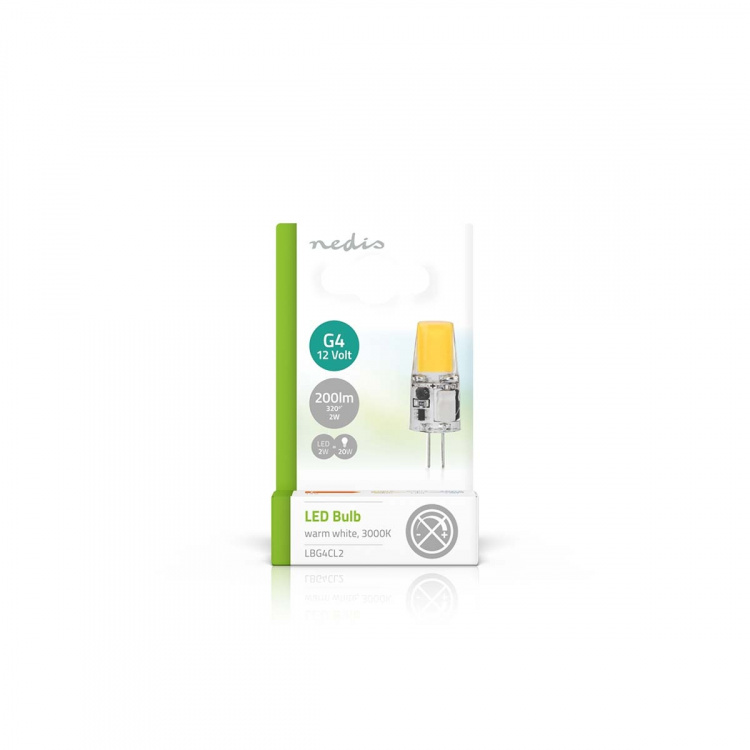 Nedis LED Lampe G4 | 2.0 W | 200 lm | 3000 K | Varm Hvit | Antall lamper i pakningen: 1 stk Nedis LED Lampe G4 | 2.0 W | 200 lm | 3000 K | Varm Hvit | Antall lamper i pakningen: 1 stk