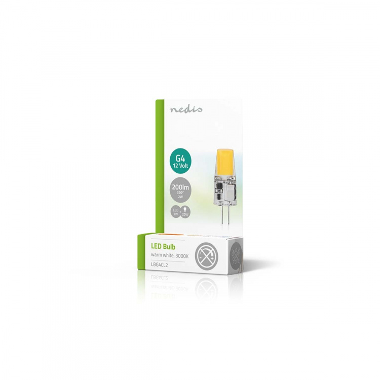 Nedis LED Lampe G4 | 2.0 W | 200 lm | 3000 K | Varm Hvit | Antall lamper i pakningen: 1 stk Nedis LED Lampe G4 | 2.0 W | 200 lm | 3000 K | Varm Hvit | Antall lamper i pakningen: 1 stk