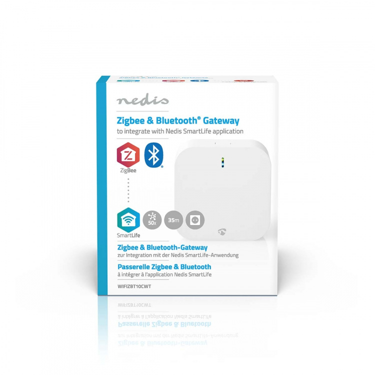 Nedis SmartLife Gateway | Bluetooth® / Zigbee 3.0 | 50 Enheter | Nettstrøm drevet | Android™ / IOS | Hvit