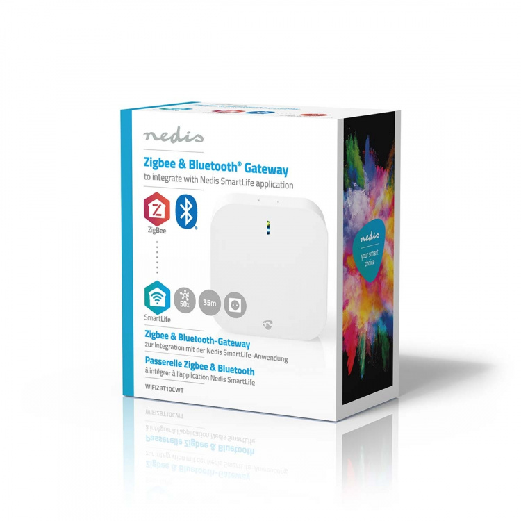 Nedis SmartLife Gateway | Bluetooth® / Zigbee 3.0 | 50 Enheter | Nettstrøm drevet | Android™ / IOS | Hvit