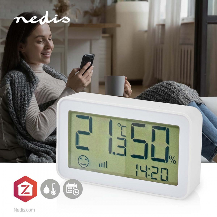 Nedis SmartLife Klimasensor | Zigbee 3.0 | Batteri drevet | Android™ / IOS | Hvit Nedis SmartLife Klimasensor | Zigbee 3.0 | Batteri drevet | Android™ / IOS | Hvit