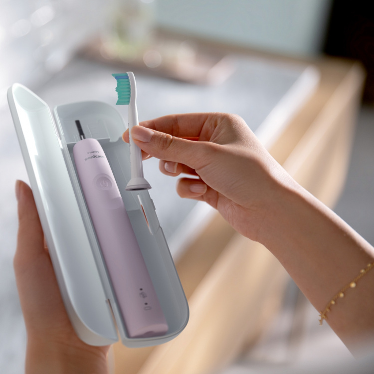 Philips Elektrisk tannbørste rosa + reiseveske HX3673/11