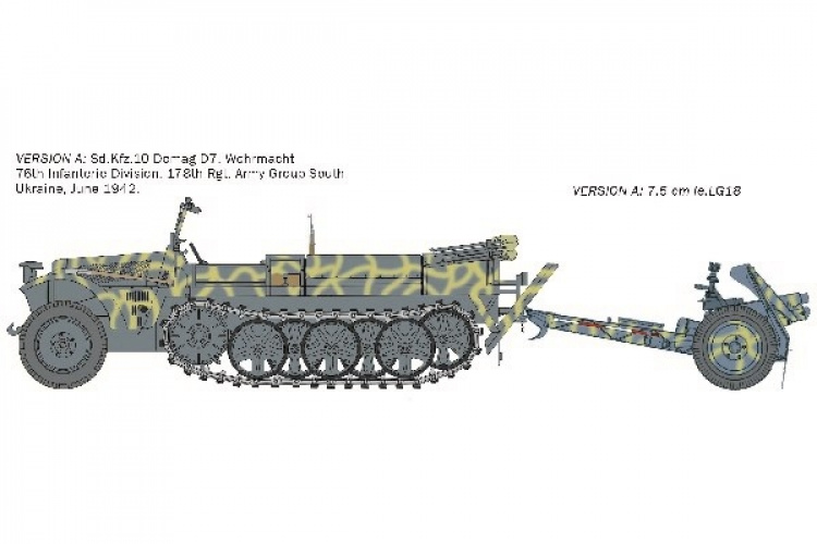 Italeri 1:35 Kfz. 10 DEMAG D7 med 7,5 cm Le. IG 18 + mannskap Italeri 1:35 Kfz. 10 DEMAG D7 med 7,5 cm Le. IG 18 + mannskap