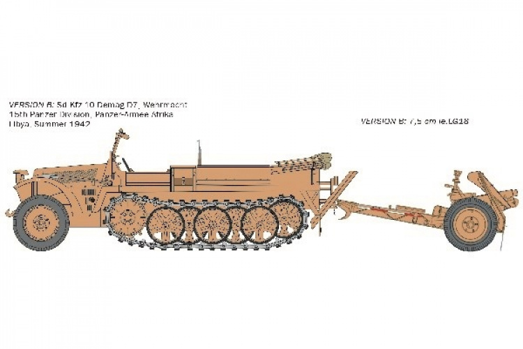 Italeri 1:35 Kfz. 10 DEMAG D7 med 7,5 cm Le. IG 18 + mannskap Italeri 1:35 Kfz. 10 DEMAG D7 med 7,5 cm Le. IG 18 + mannskap